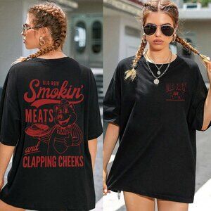 Old Row Smokin Meats T-Shirt | Funny 2-Sided Graphic Tee | Retro Unisex Shirt